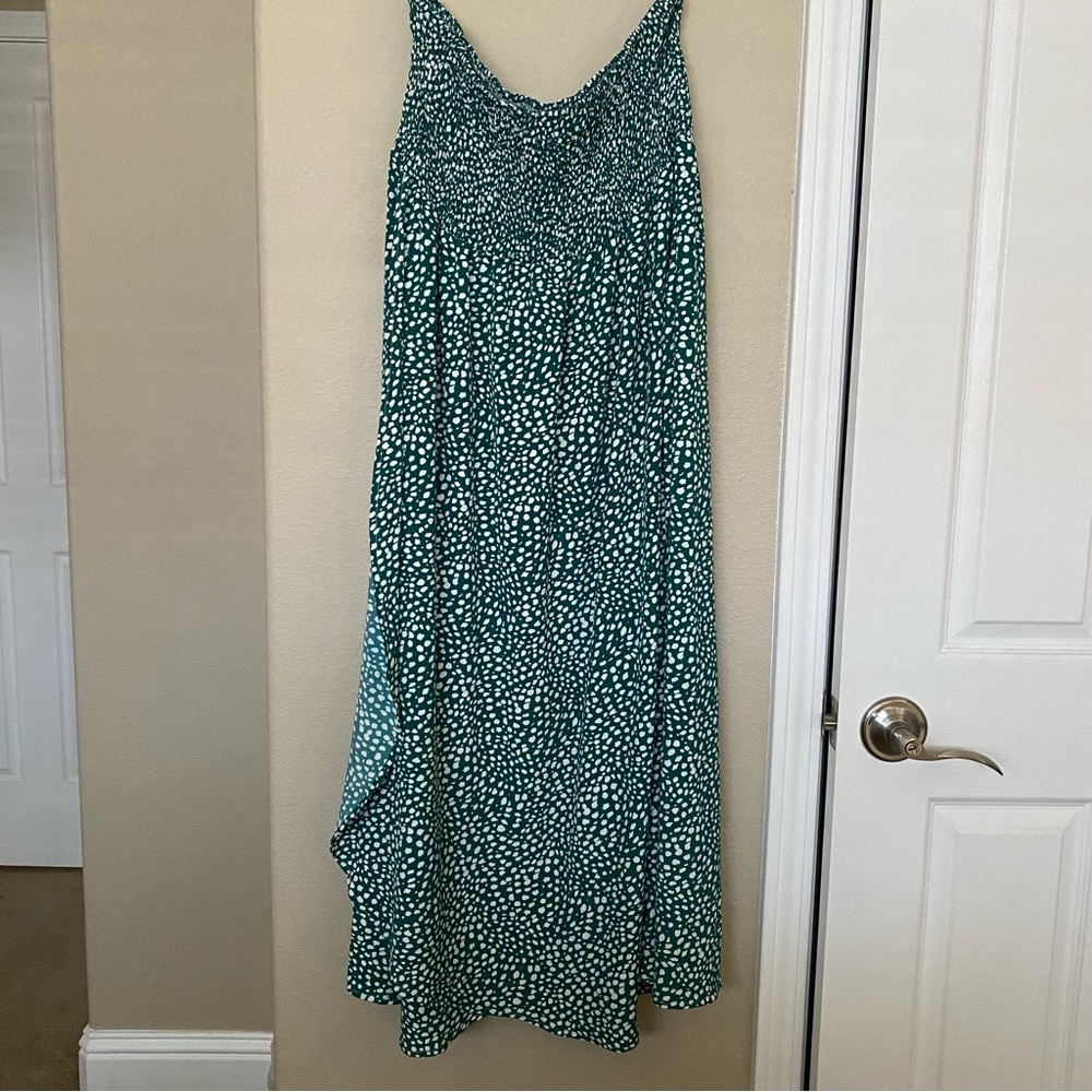 🪩SHEIN Green Dalmatian Print Shirred Waist Faux Wrap Skirt